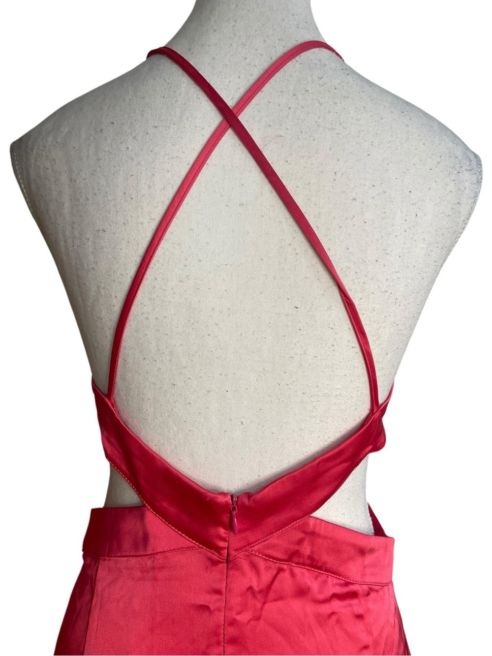 Zara Satin Cut-Out Midi Dress Pink - Picture 8 of 16